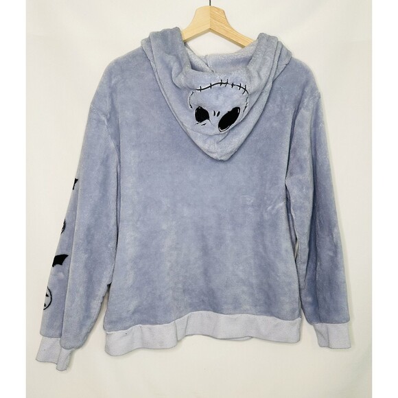 Disney Nightmare Before Christmas Fleece Blue Gray Hooded Sweater Large 11-13 - Picture 3 of 12